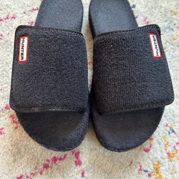 Hunter Terry Towelling Platform Slide Sandal in Black sz 9 - Picture 7 of 7